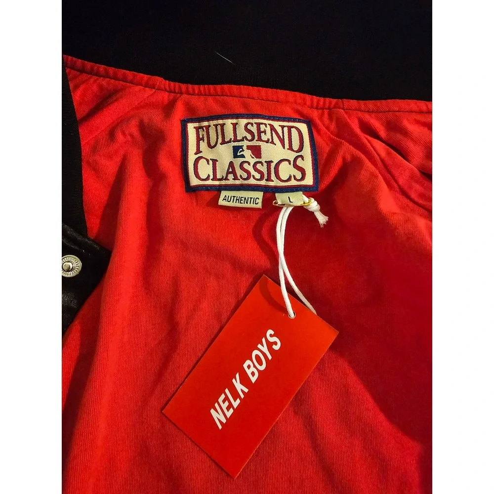 Full Send Large Black Satin Varsity Jacket Nelk Boys Classics